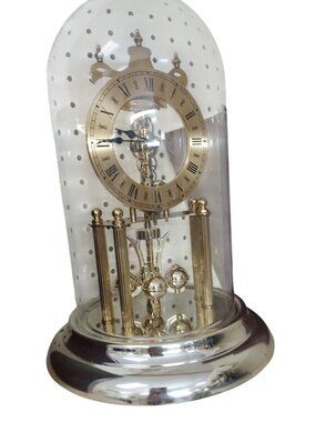 Vintage Glass Dome Elgin German S. Haller 400-day Anniversary Clock